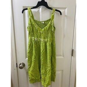 KiKi Smocked-Back Green Dot MINI Dress size s